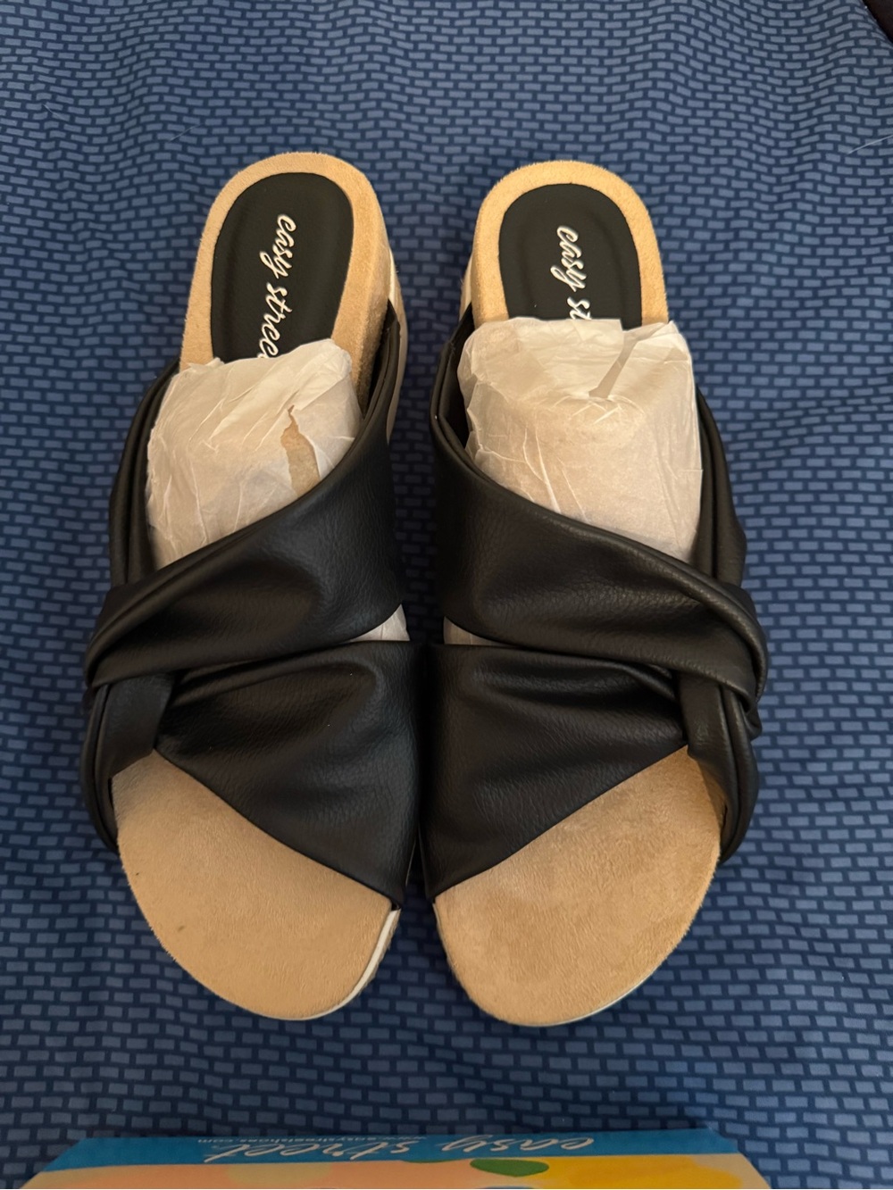easy street Black Knot-Front Women's Slide Mules